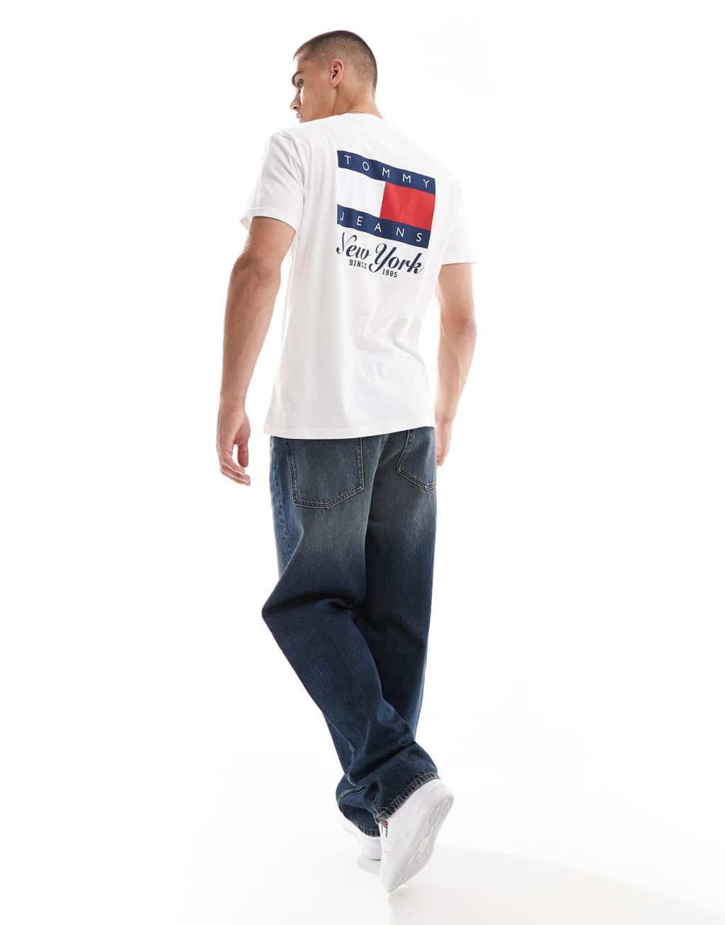 Tommy Jeans flag back print graphic T-shirt in white Product Image