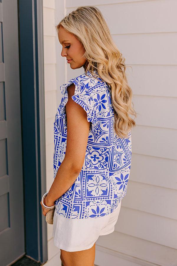 Inspiring Sights Floral Top In Royal Blue Product Image