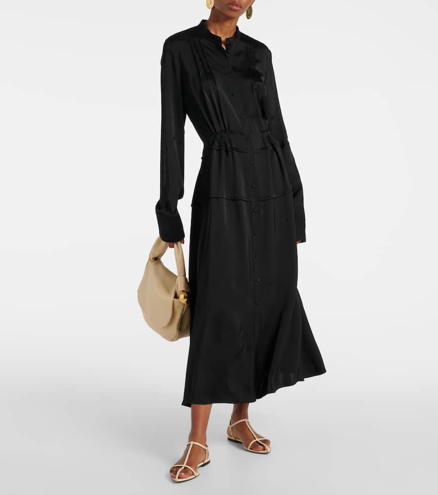 JIL SANDER Pleated Shirt Dress In Black Product Image