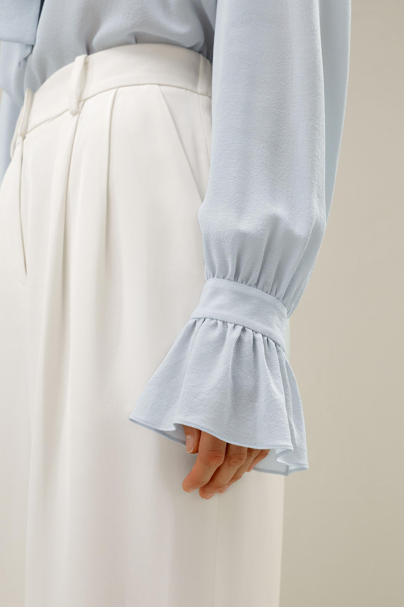 Silk V-neck Ribbon Blouse Product Image