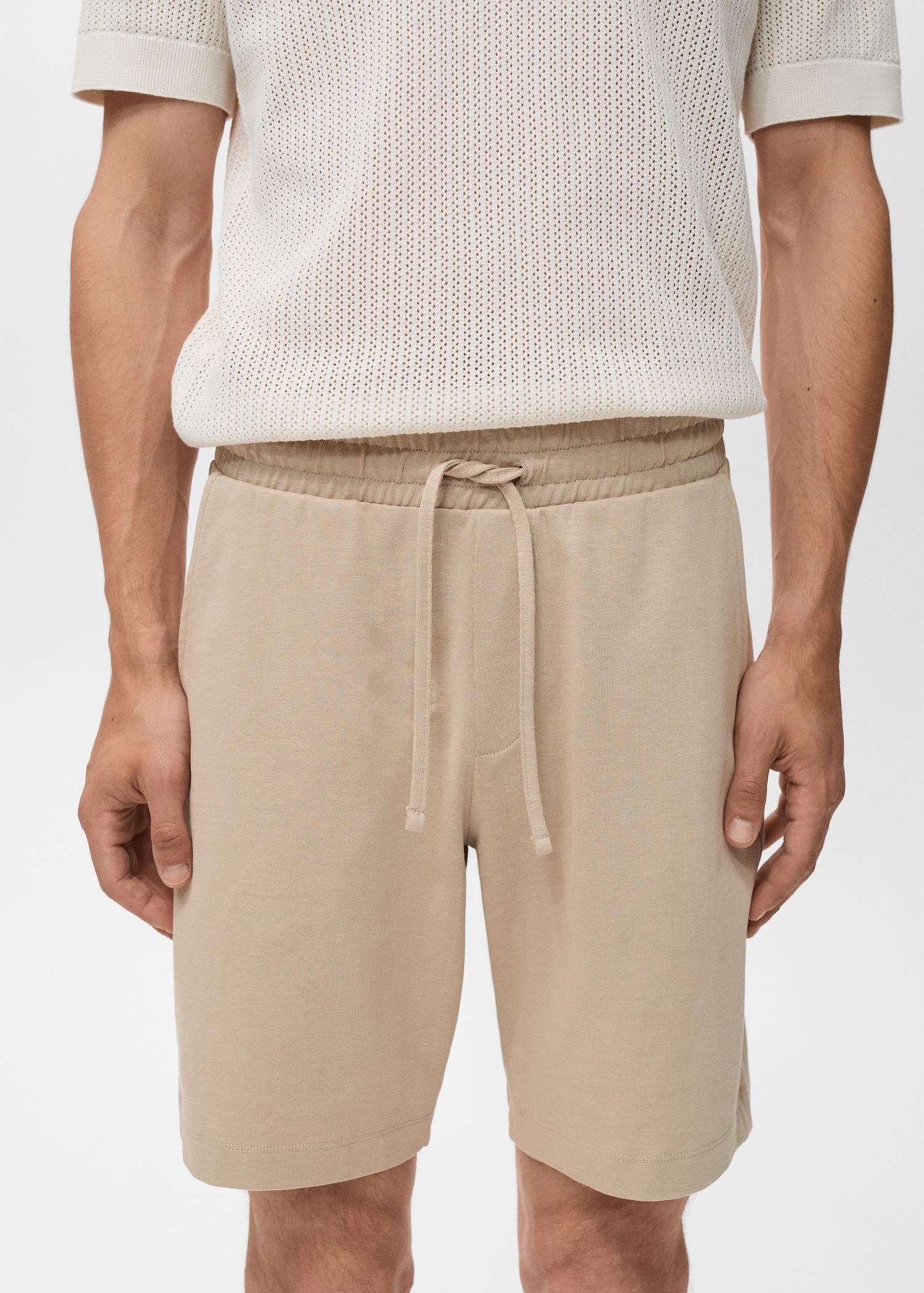 100% cotton bermuda shorts with drawstring - Men | MANGO USA Product Image
