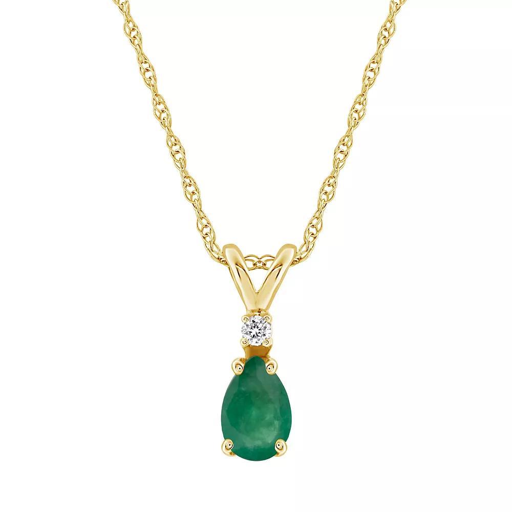Celebration Gems 14k White Gold Gemstone & Diamond Accent Pendant Necklace, Women's, Size: 18", Green Product Image