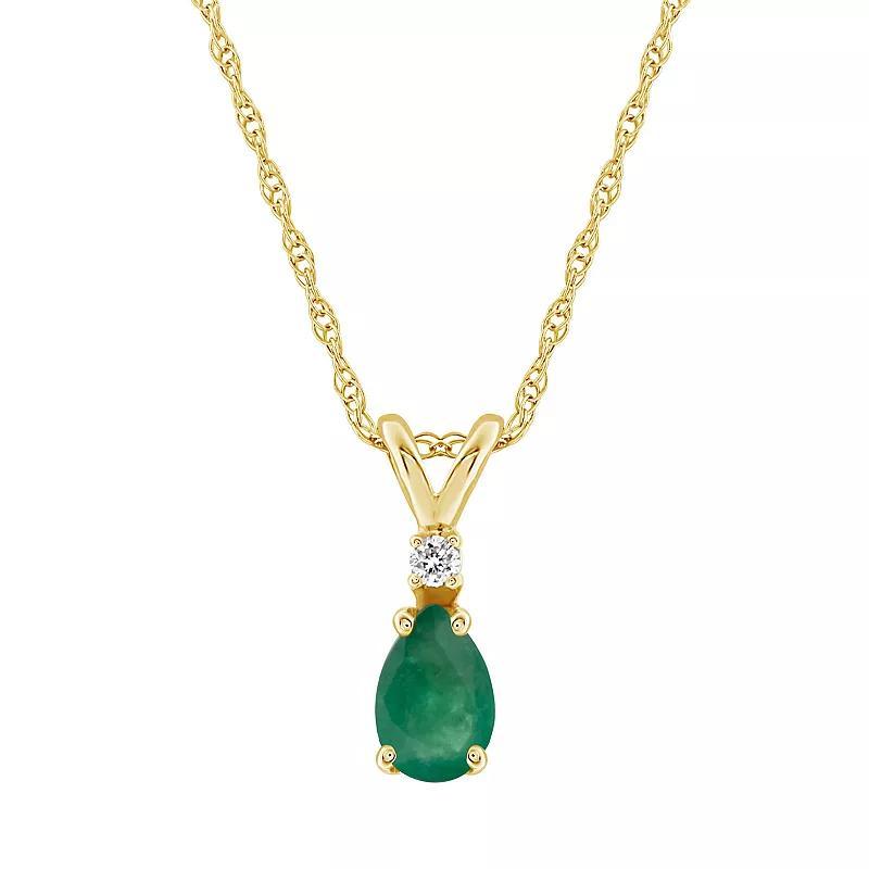 Celebration Gems 14k White Gold Gemstone & Diamond Accent Pendant Necklace, Women's, Size: 18", Green Product Image