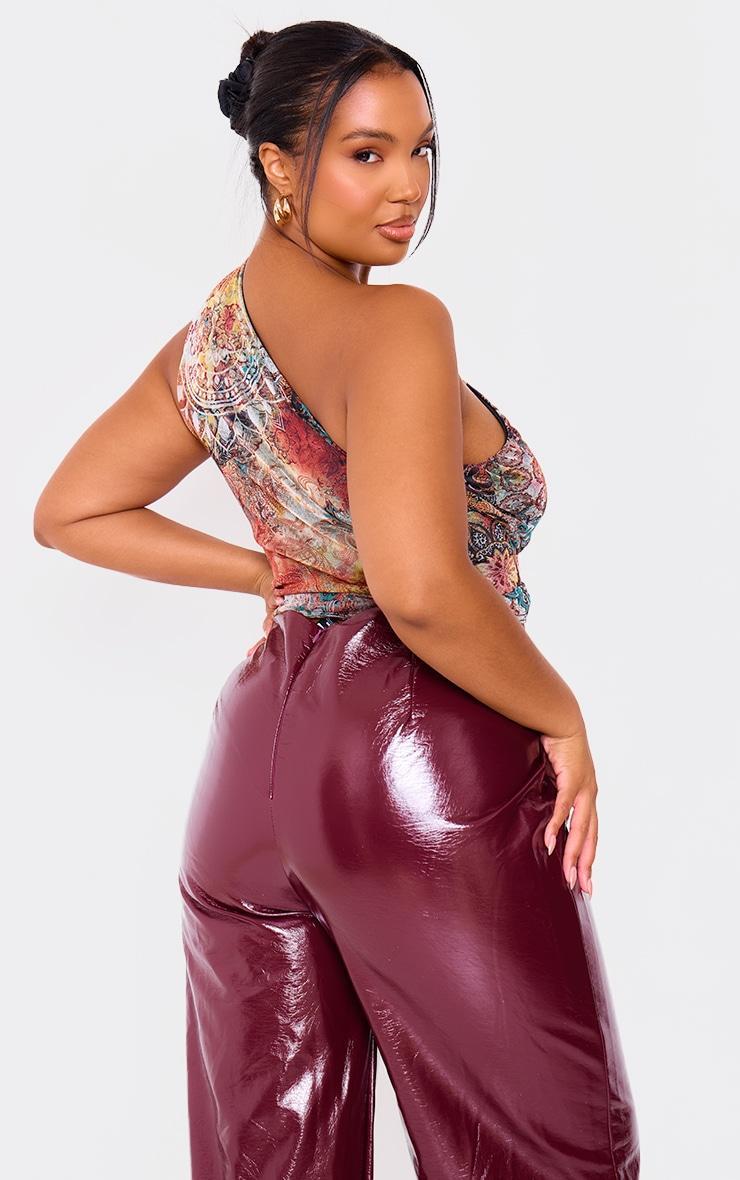Plus Multi Paisley Printed Asymmetric Mesh Top Product Image
