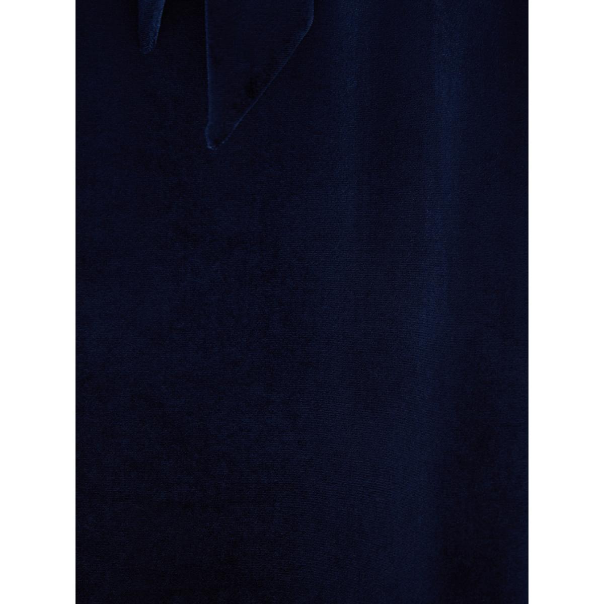 Plus Size Glitter Striped Patchwork Surplice Neck Pocket Belted Velvet Dress Indigo Women Party Belted V-neck Long Sleeve Curvy Midi Dress BloomChic 22-24/3X Product Image