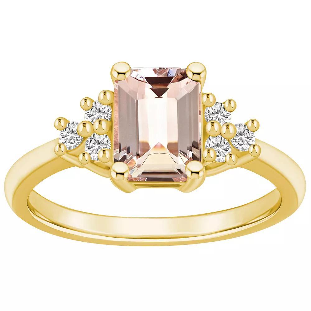 Alyson Layne 14k Gold Emerald-Cut Morganite & 1/5 Carat T.W. Diamond Ring, Women's Product Image