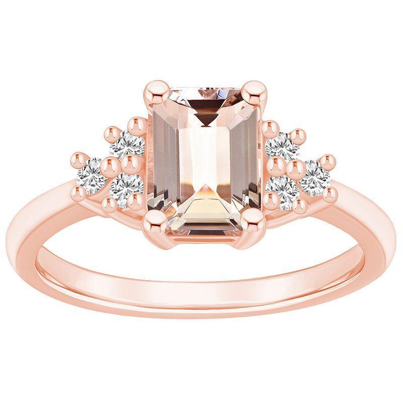 Alyson Layne 14k White Gold Emerald-Cut Aquamarine & 1/5 Carat T.W. Diamond Ring, Women's, Size: 9 Product Image