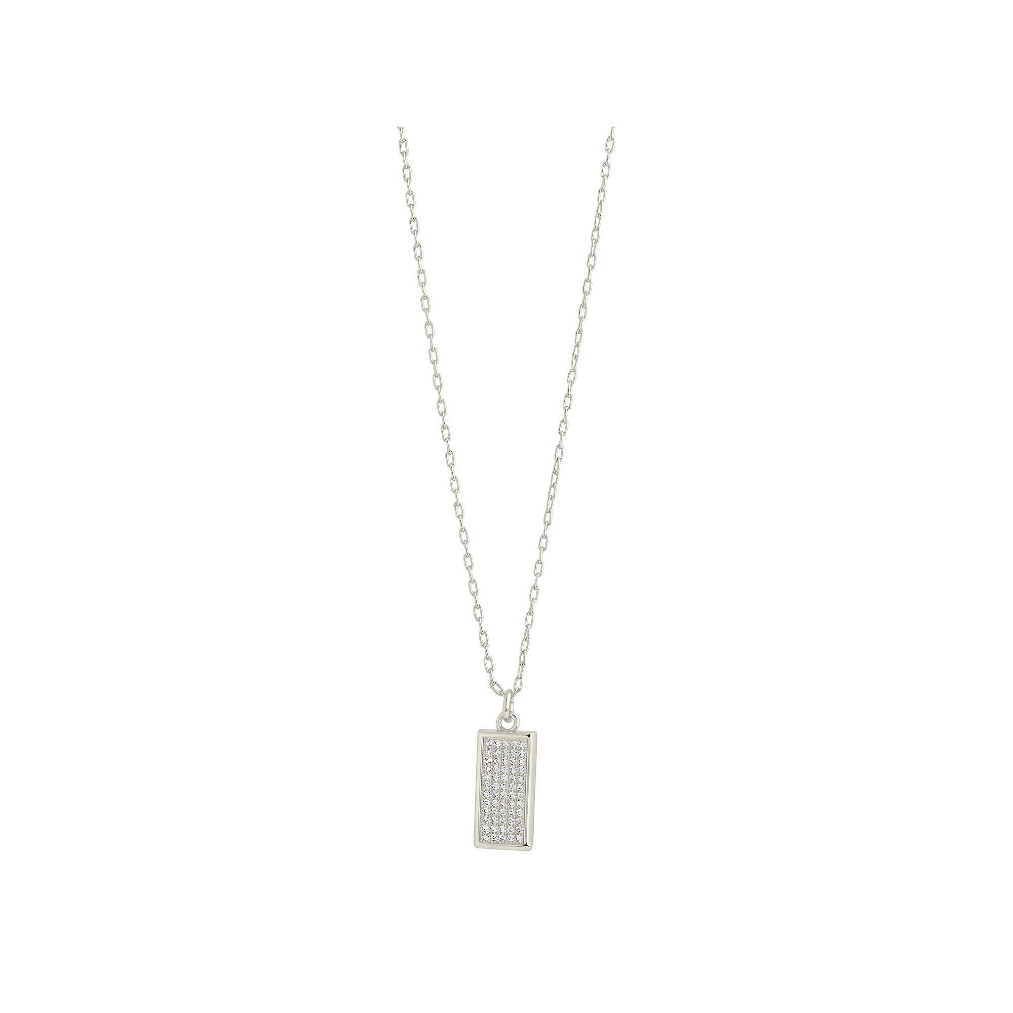 MC Collective Cubic Zirconia Vaylen Rectangular Pendant Necklace, Women's, Size: 16", Silver Tone Product Image