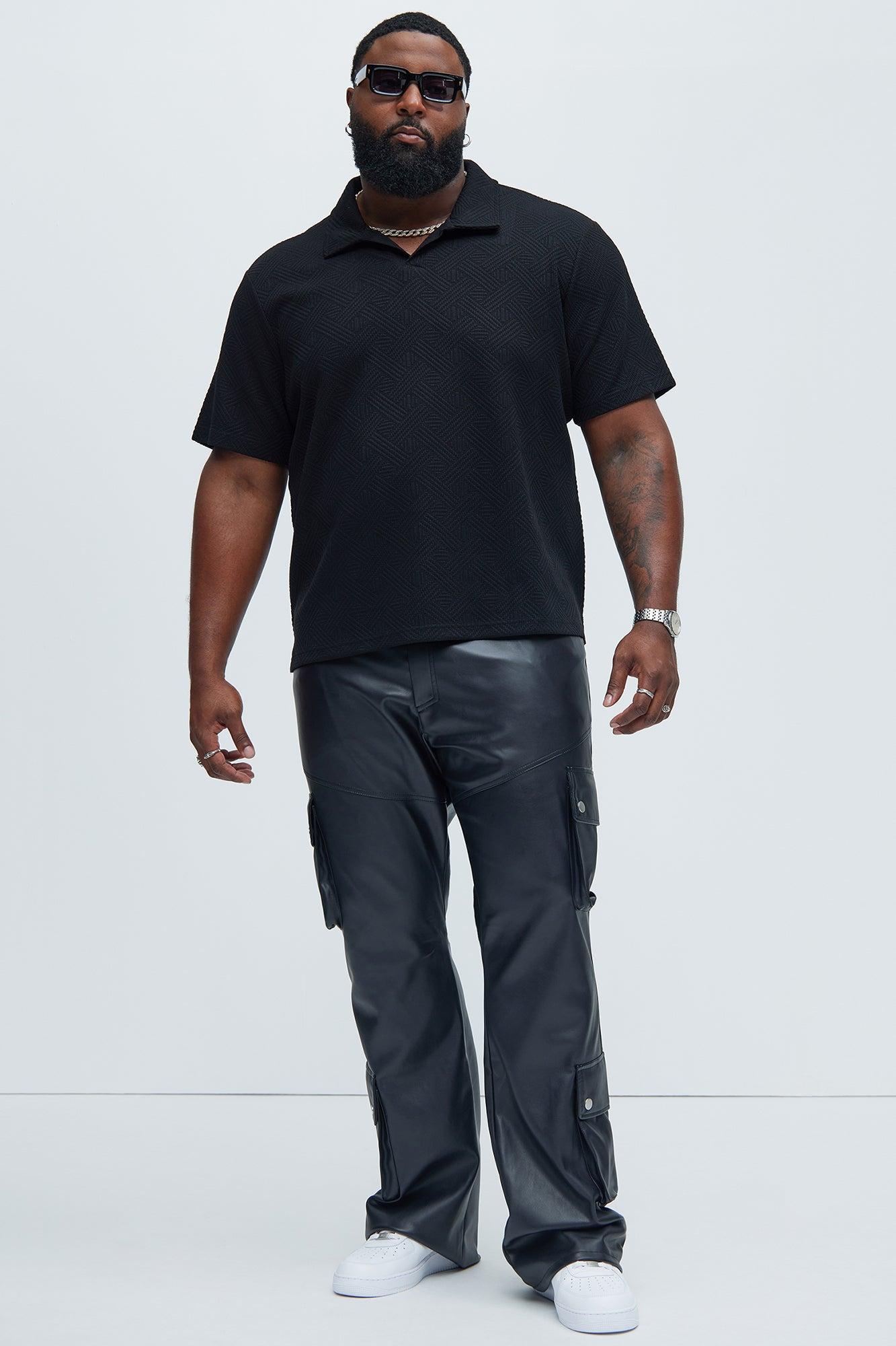 Burley Geo Textured Johnny Collar Shirt - Black Product Image