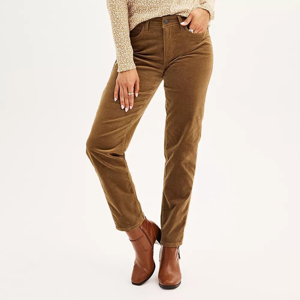 Womens Croft & Barrow Corduroy Bootcut Pants Vibrant Pink Product Image