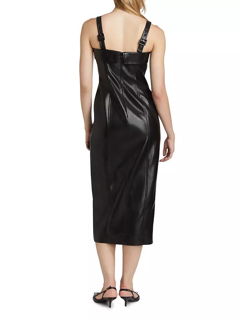 Womens Tessa Faux Leather Midi-Dress Product Image