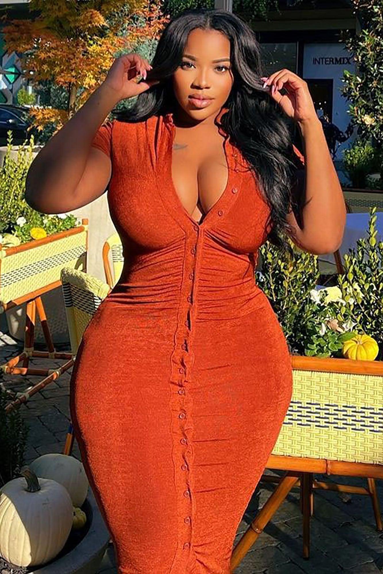 Silky Smooth Slinky Maxi Dress - Rust Product Image