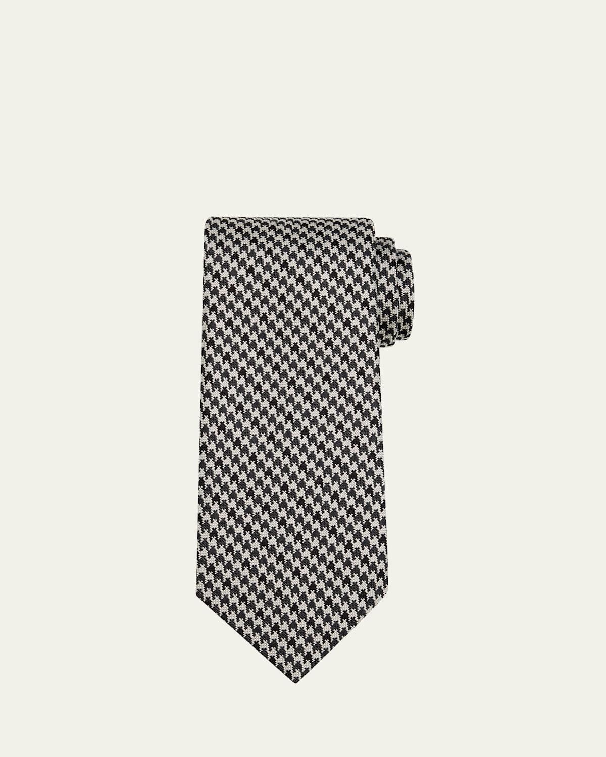 Mens Vertical Houndstooth Silk Tie Product Image