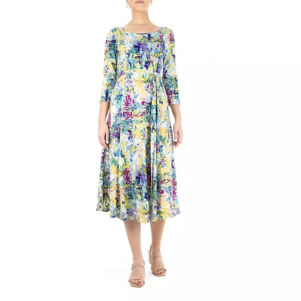 Women's Nina Leonard Sylvia Print Midi Dress, Size: Medium, Blue Team Product Image