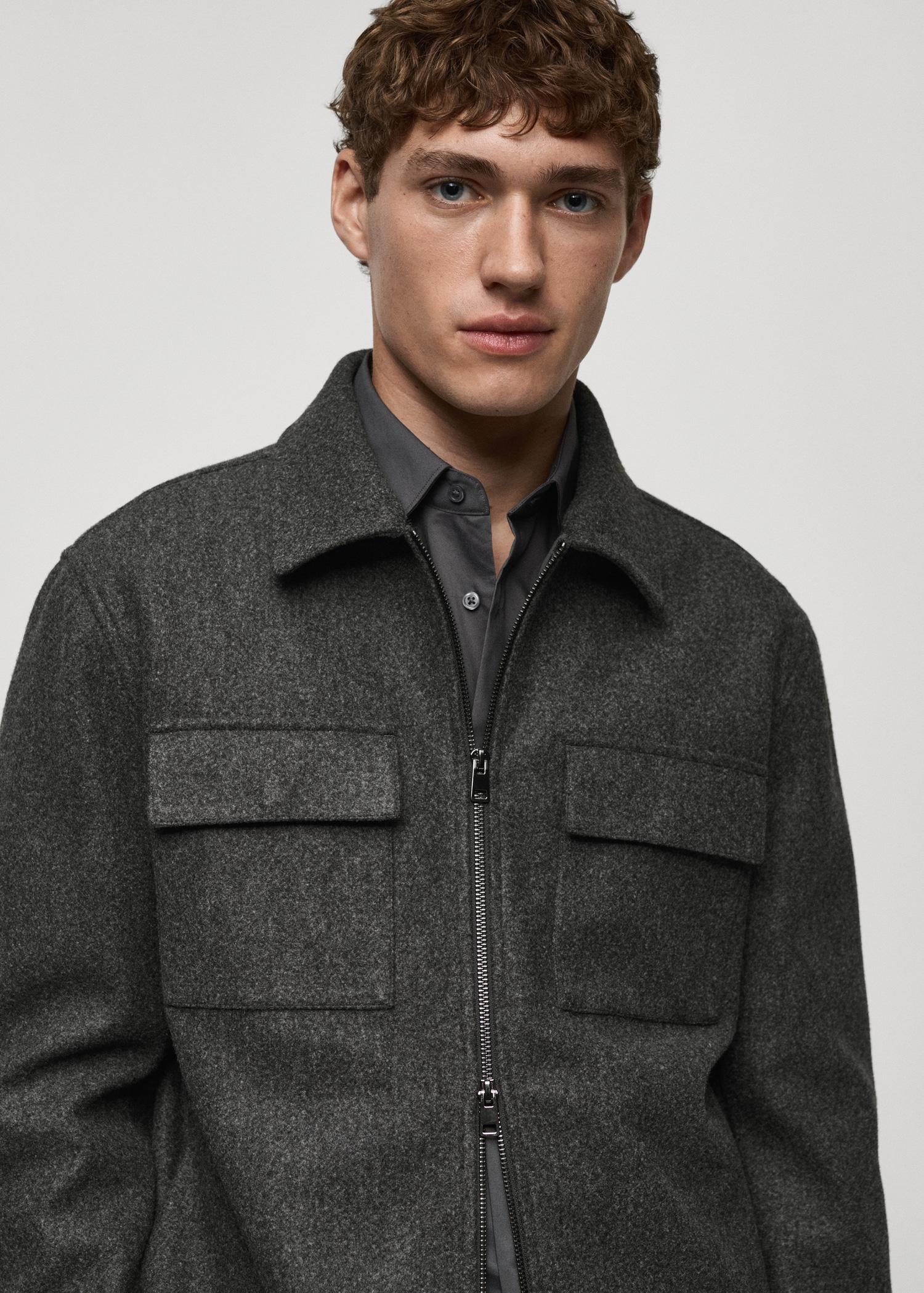 Regular-fit flannel jacket with pockets - Men | MANGO USA Product Image