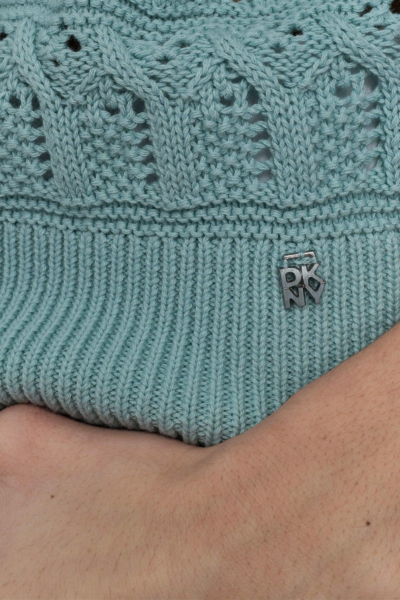 COTTON SLEEVLESS LACEY STITCH CREW NECK Product Image