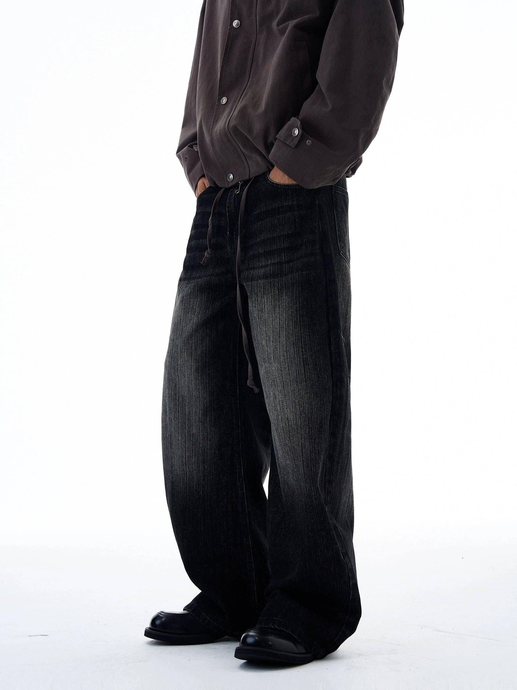 RT No. 19539 WASHED BLACK BAGGY JEANS Product Image