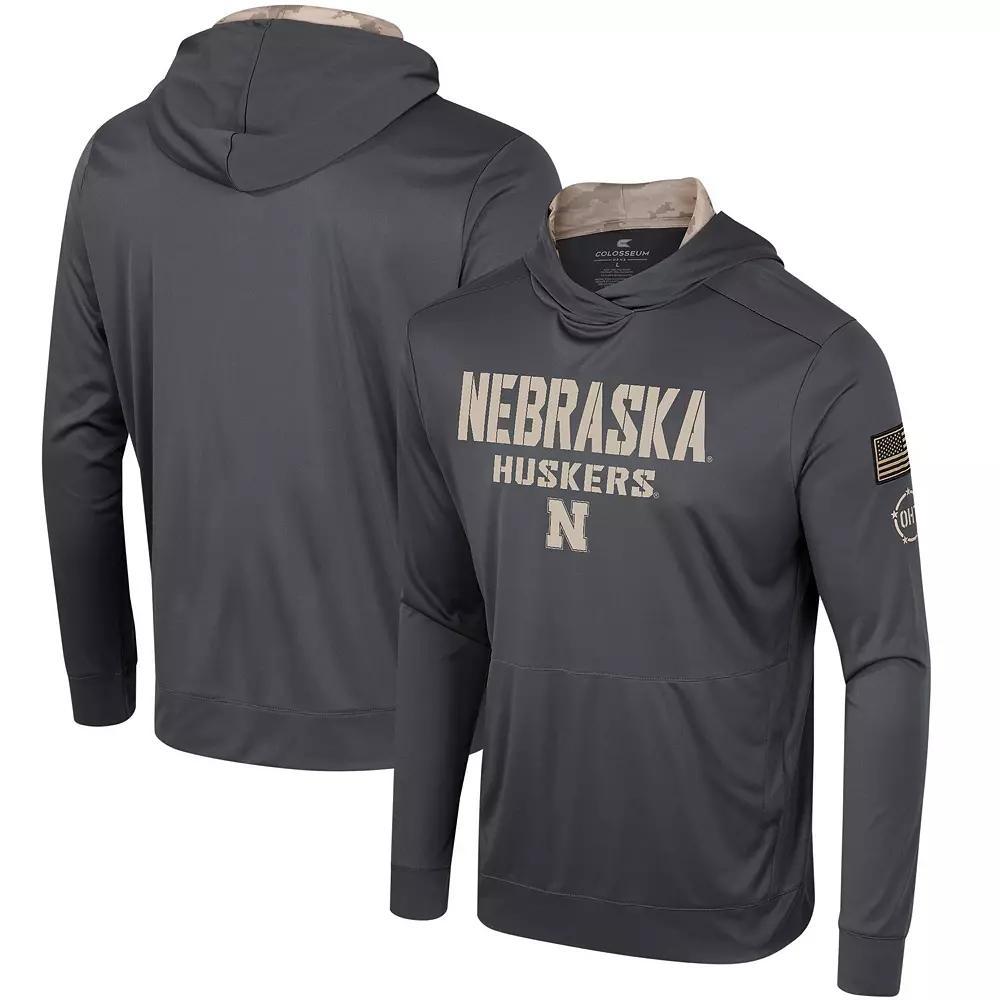 Men's Colosseum Charcoal Nebraska Huskers OHT Military Appreciation Long Sleeve Hoodie T-Shirt, Size: Large Product Image