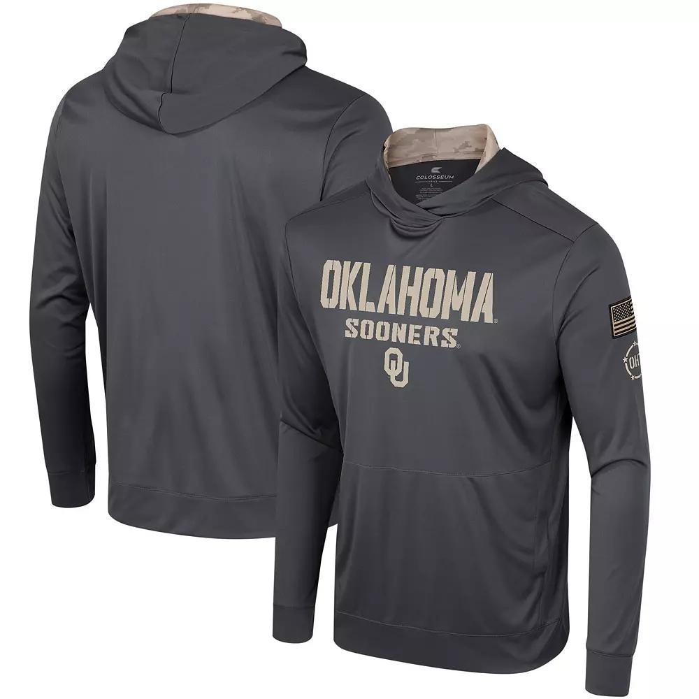 Men's Colosseum Charcoal Oklahoma Sooners OHT Military Appreciation Long Sleeve Hoodie T-Shirt, Size: Medium Product Image