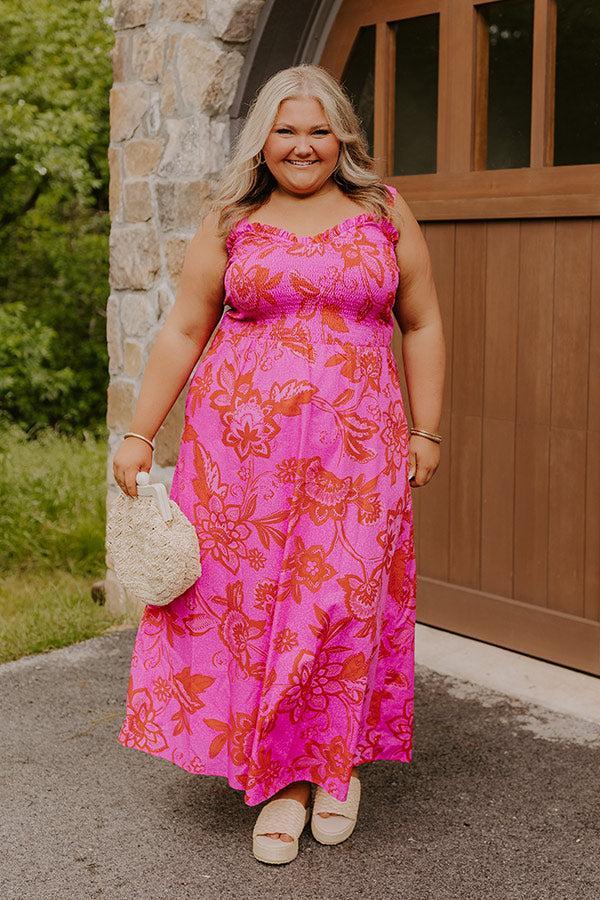 Fiesta On The Square Floral Midi Dress Curves Product Image