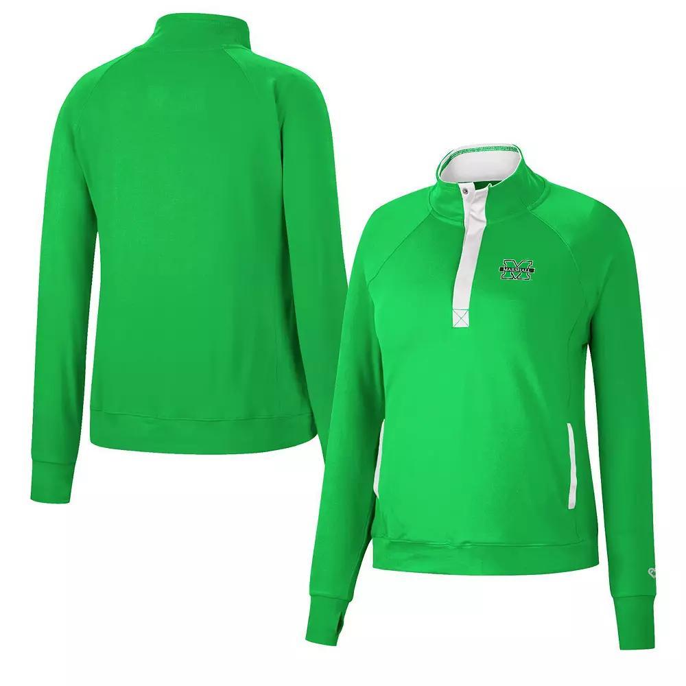 Women's Colosseum Kelly Green Marshall Thundering Herd Kipling Raglan Quarter-Snap Top, Size: Small Product Image