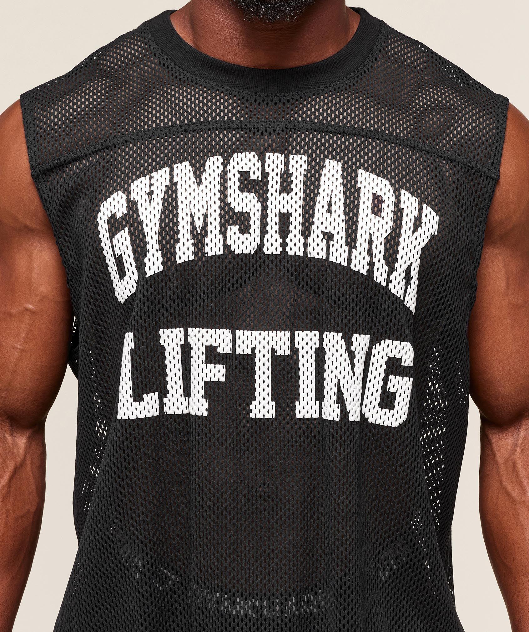 Gymshark Mesh Oversized Tank - Black Male Product Image
