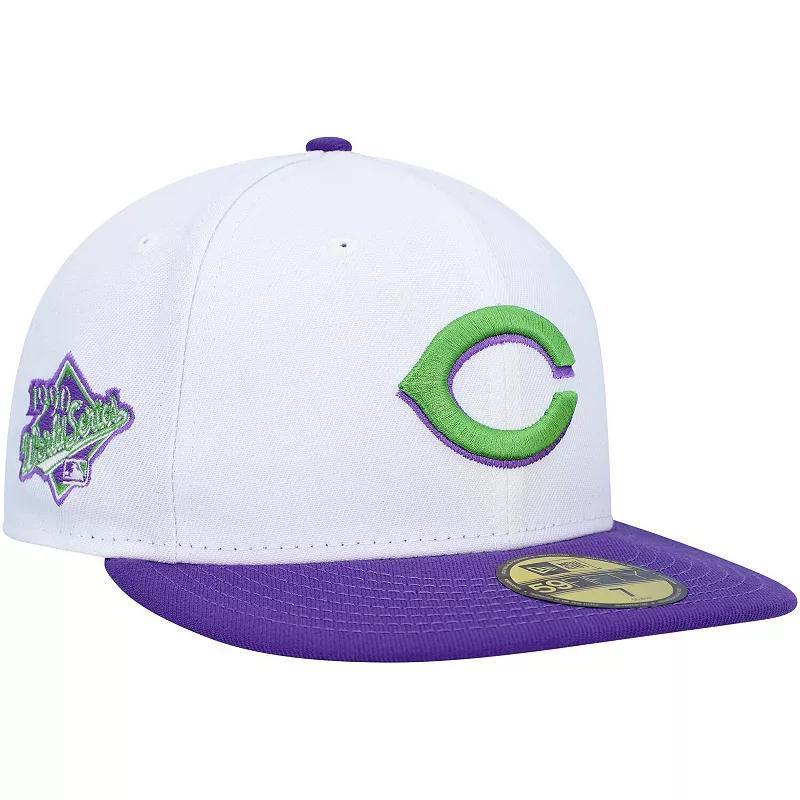 Men's New Era White Cincinnati Reds 1990 World Series Side Patch 59FIFTY Fitted Hat, Size: 7 1/2, Red White Product Image