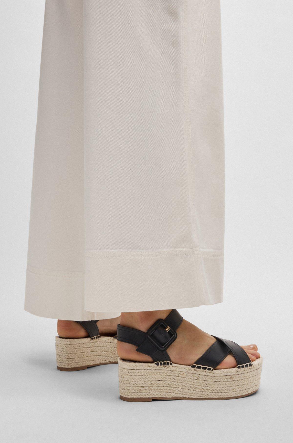 BOSS - Leather sandals with platform sole - Black Product Image