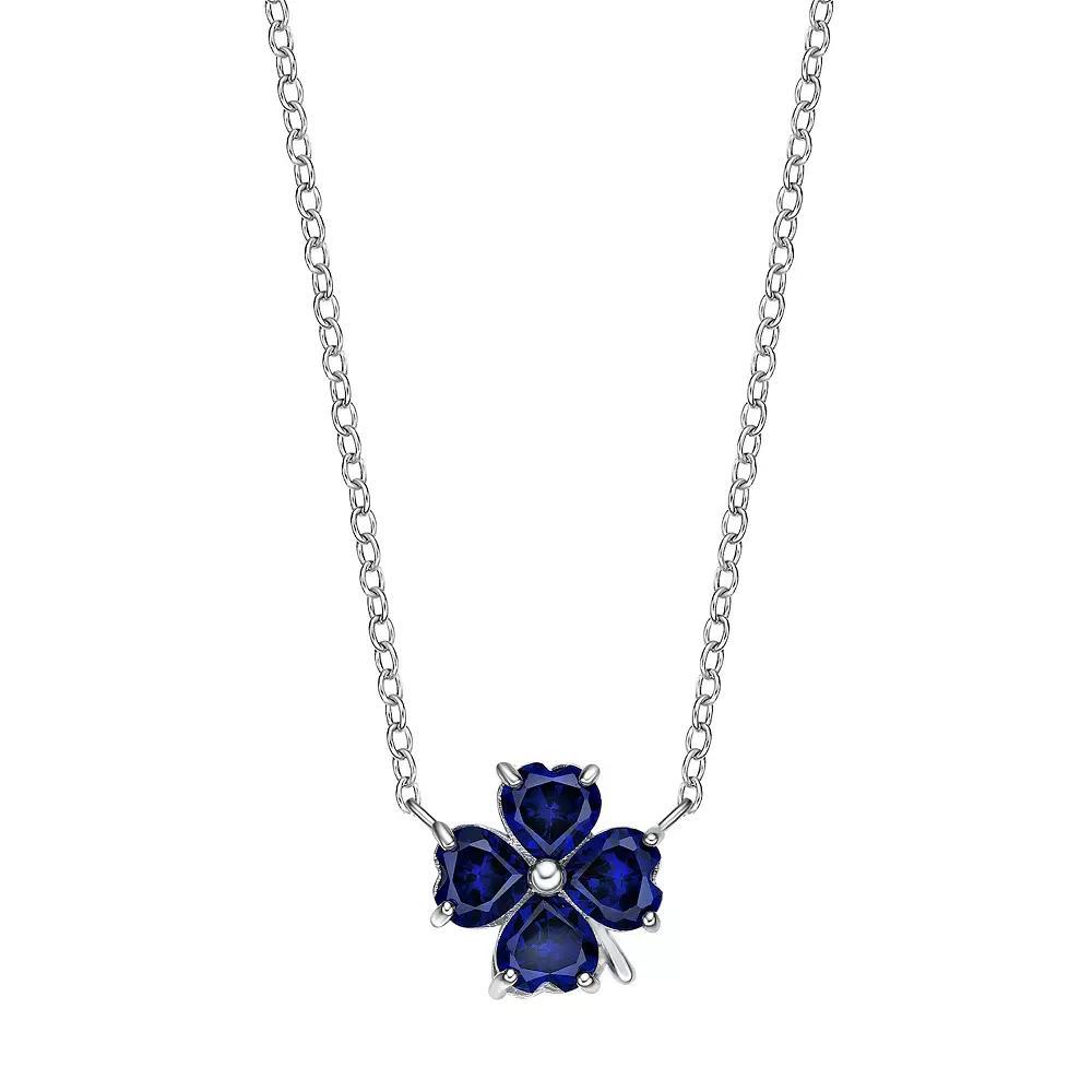 Gemminded Sterling Silver Lab-Created Sapphire Pendant Necklace, Women's, Size: 18" Product Image