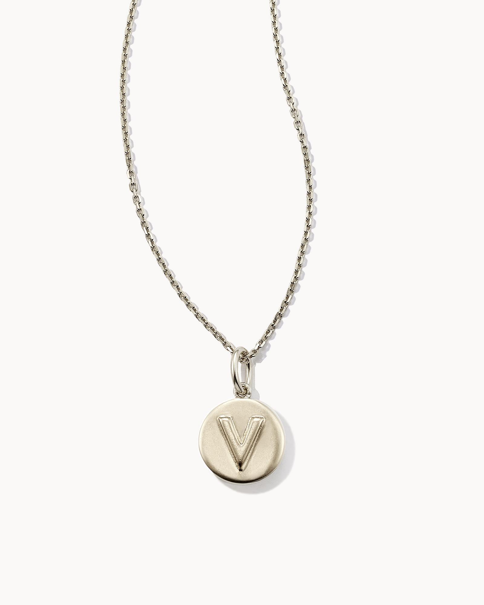 Kendra Scott Letter X Coin Pendant Necklace in Oxidized Sterling Silver | Metal Product Image