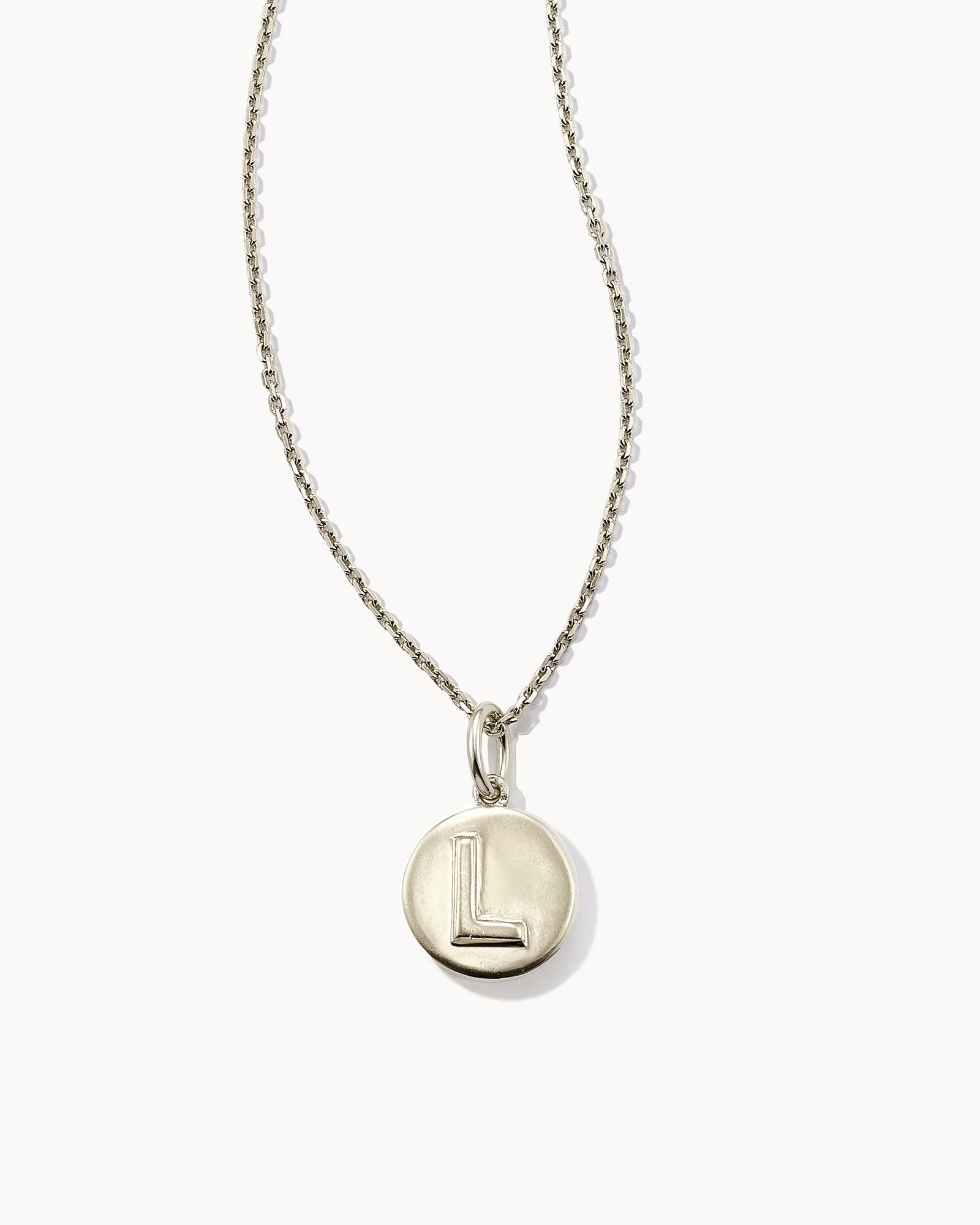 Kendra Scott Letter Q Coin Pendant Necklace in Oxidized Sterling Silver | Metal Product Image