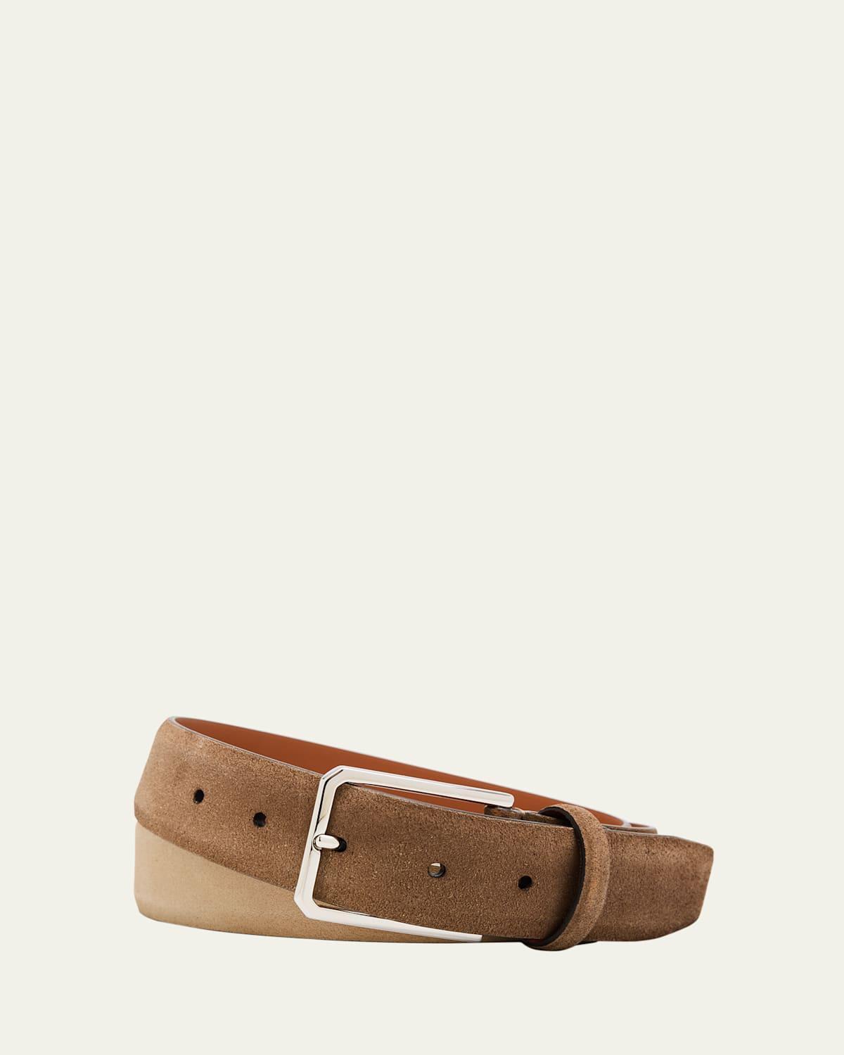 Mens Suede Rectangle-Buckle Belt Product Image