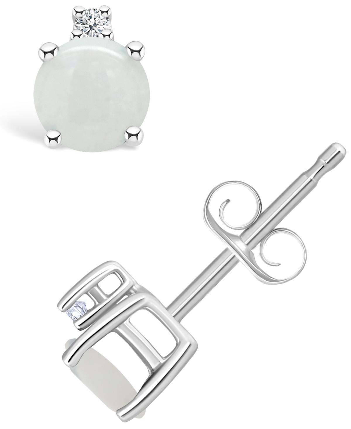 14k Gold 4 mm Round Birthstone & 1/10 Carat T.W. Diamond Stud Earrings, Women's, White Topaz Apr Product Image