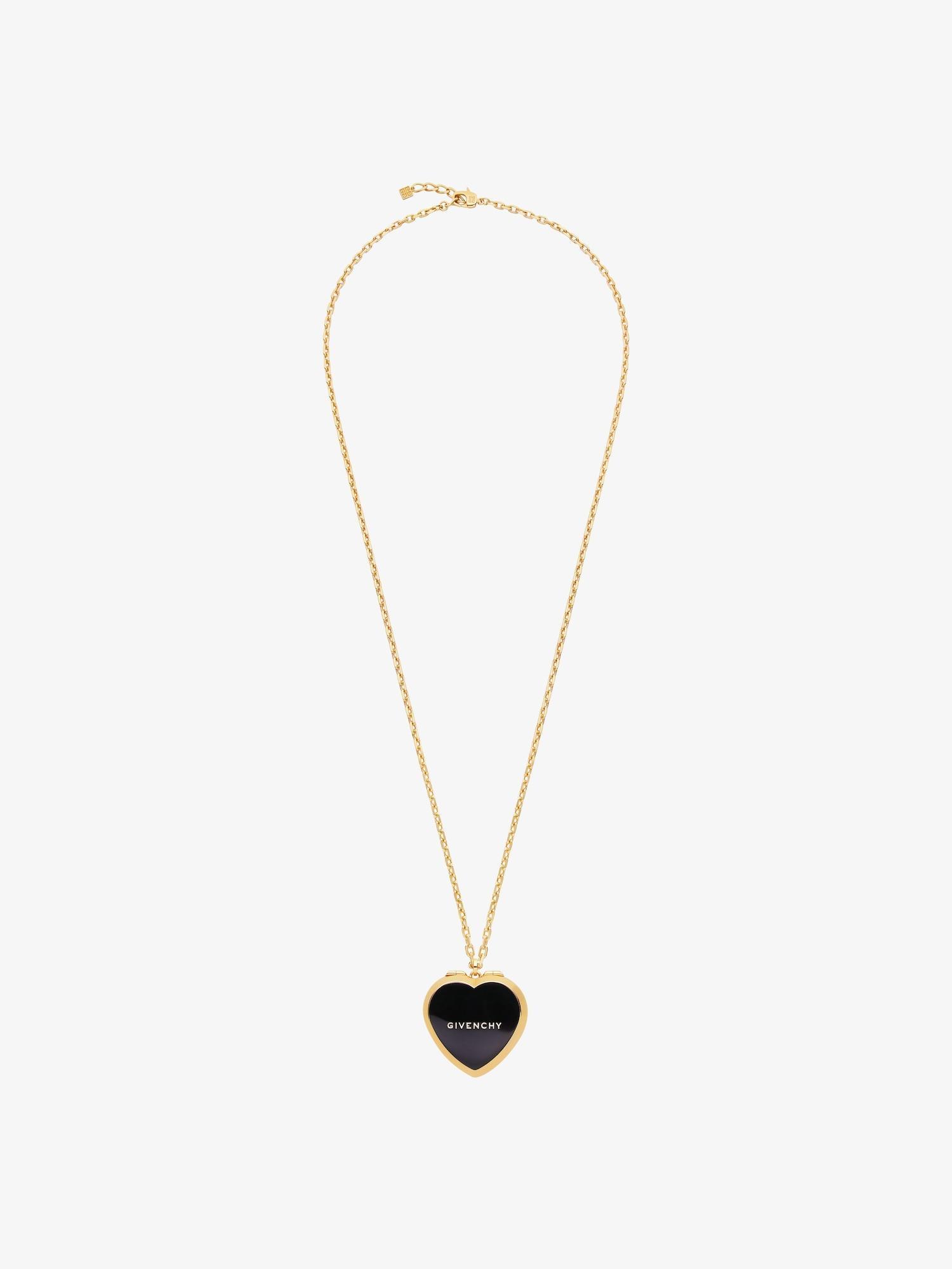 Heart mirror necklace in metal and enamel Product Image