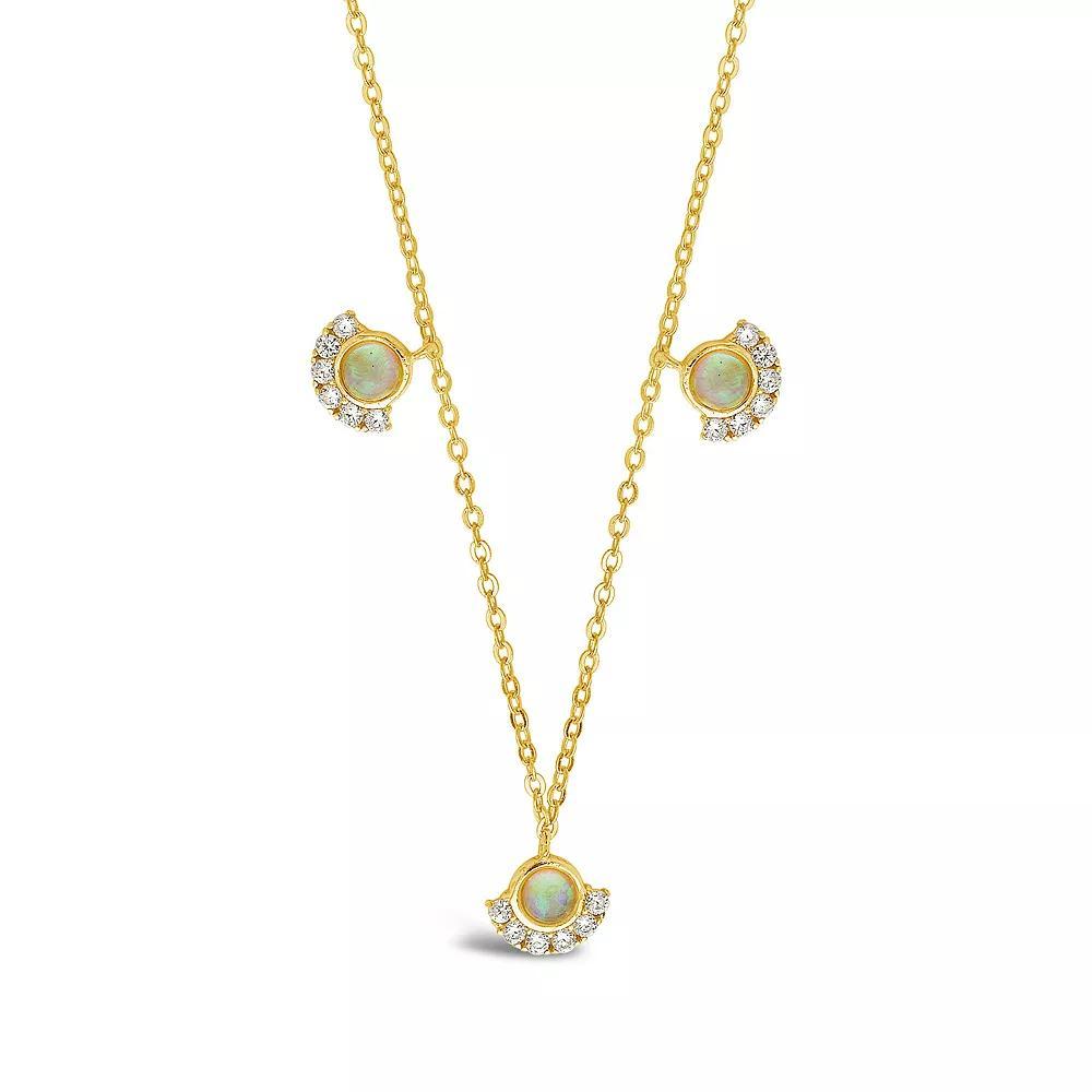MC Collective Sterling Silver Half Halo Opal Pendant Necklace, Women's, Size: 16-18" ADJ, Gold Tone Product Image