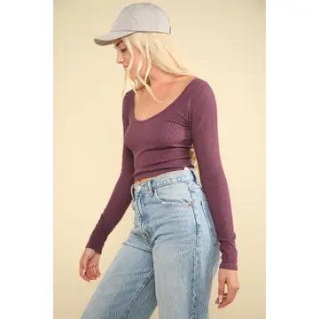 Plum Easy Comfy Casual Fitted Crop Knit Top Female Product Image