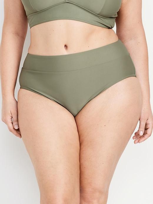 Banded High-Waist Bikini Swim Bottoms Product Image
