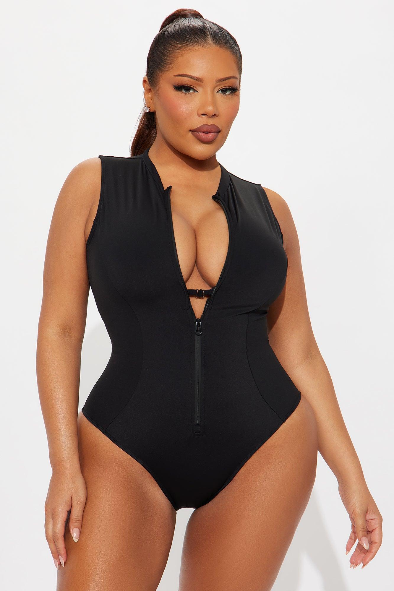 Delvina Snatched Sculpting Lace Up 1 Piece Swimsuit - Black Product Image