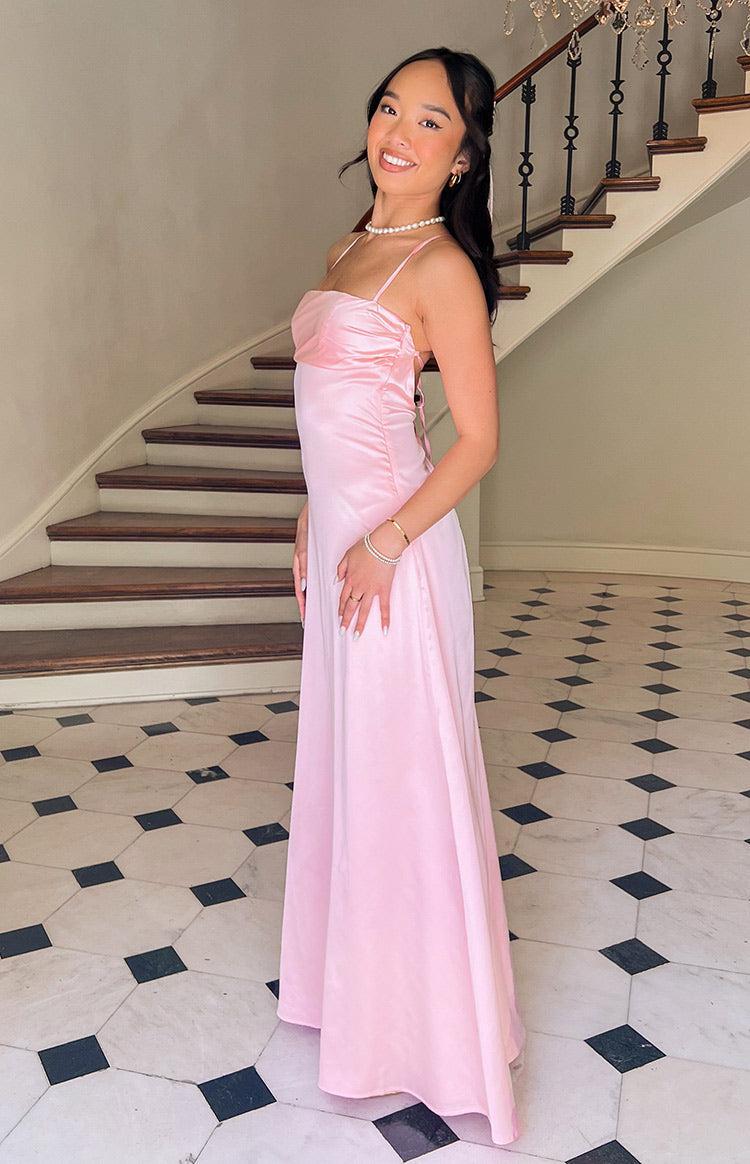 Blaise Pink Satin Maxi Dress Product Image