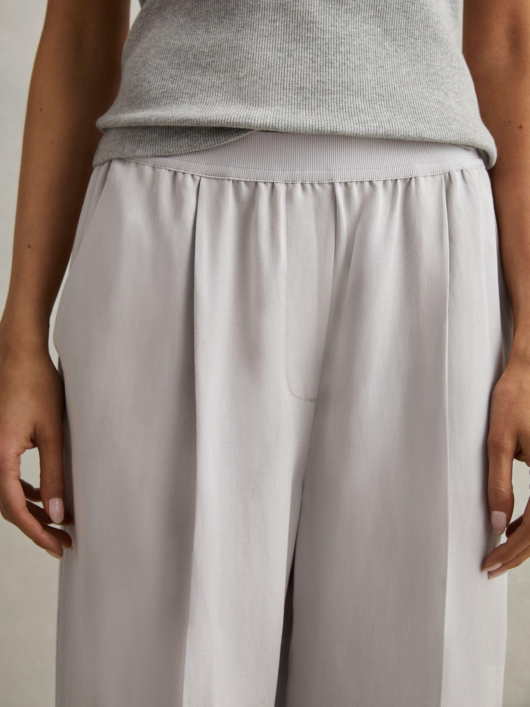 Lyocell-Linen Wide Leg Trousers in Light Blue Product Image