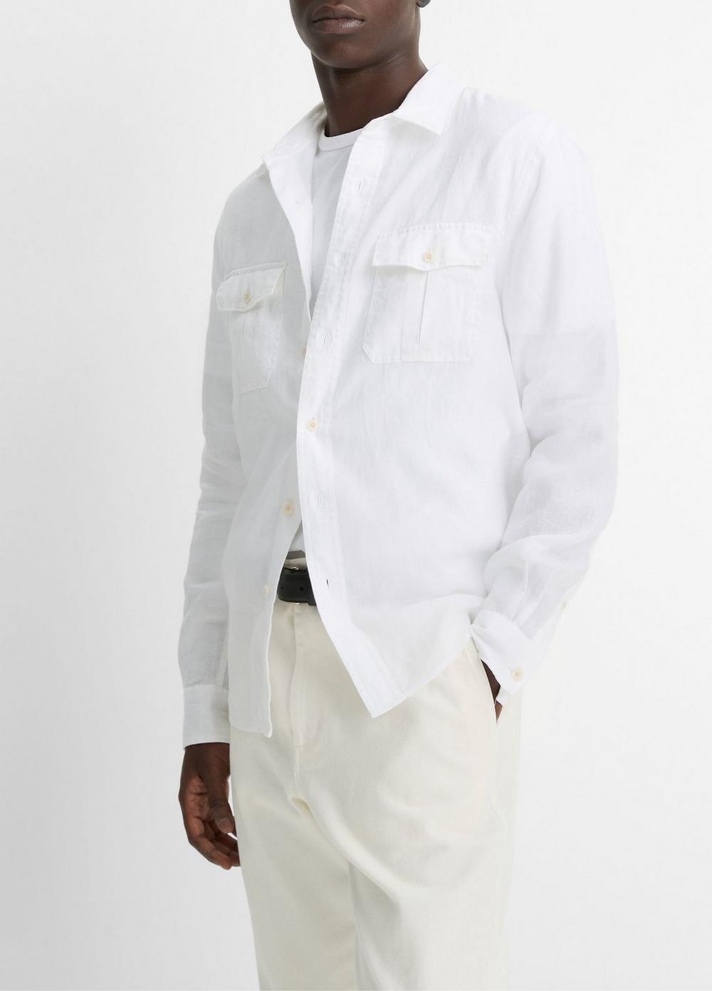 Mens Linen Utility Shirt, Mangrove, Size XXL Vince Product Image