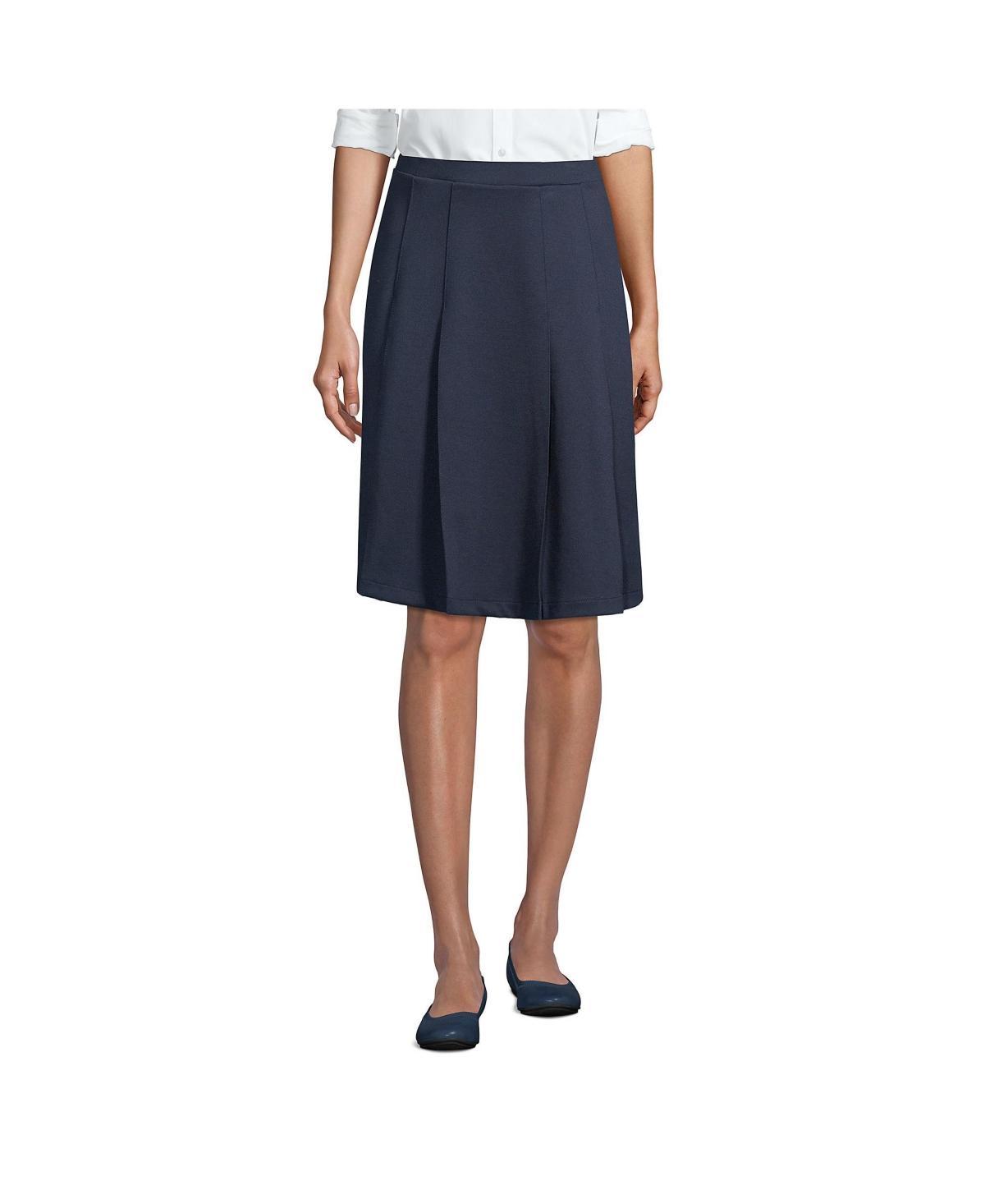 Women's Lands' End Ponte Knee Length Pleated Skirt, Size: 8, Green Product Image
