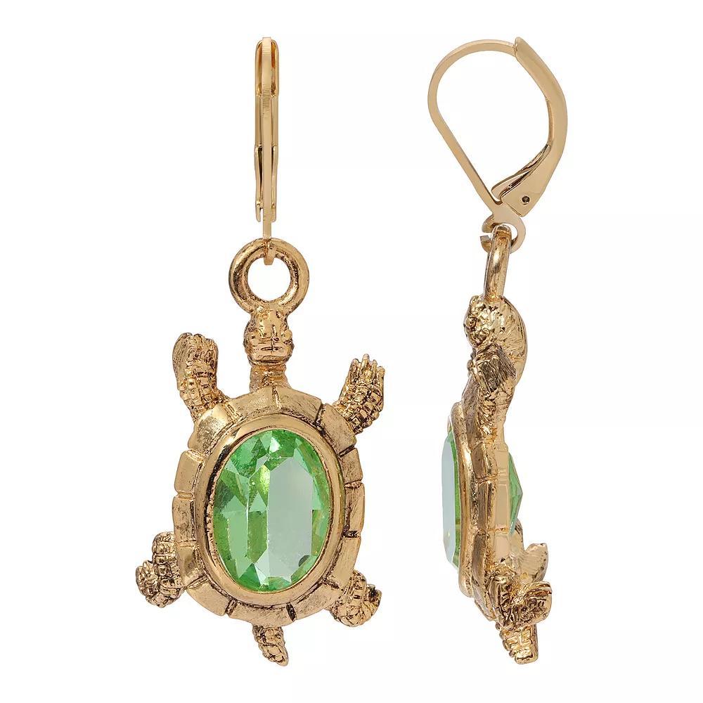 1928 Crystal Turtle Drop Earrings, Women's, Green Product Image