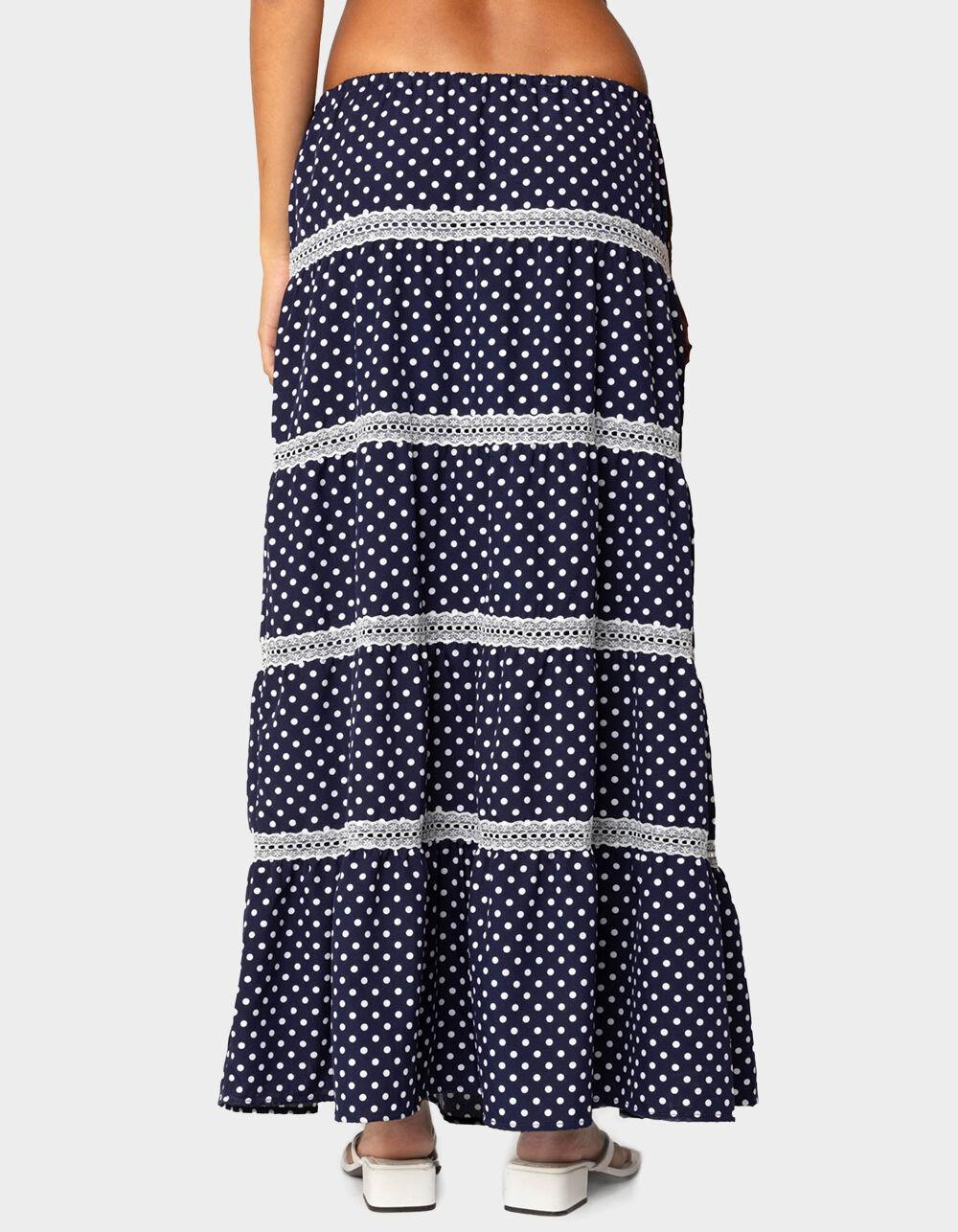 EDIKTED Polka Dot Tiered Maxi Skirt - NAVY Product Image