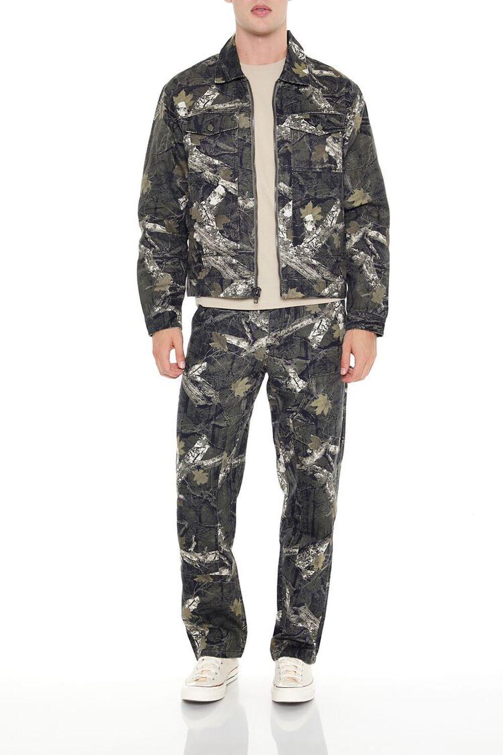 Leaf Print Mid-Rise Straight Pants | Forever 21 Product Image