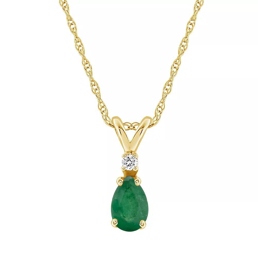 Celebration Gems 14K Yellow Gold Pear-Shaped Gemstone & Diamond-Accent Pendant Necklace, Women's, Size: 18", Red Product Image