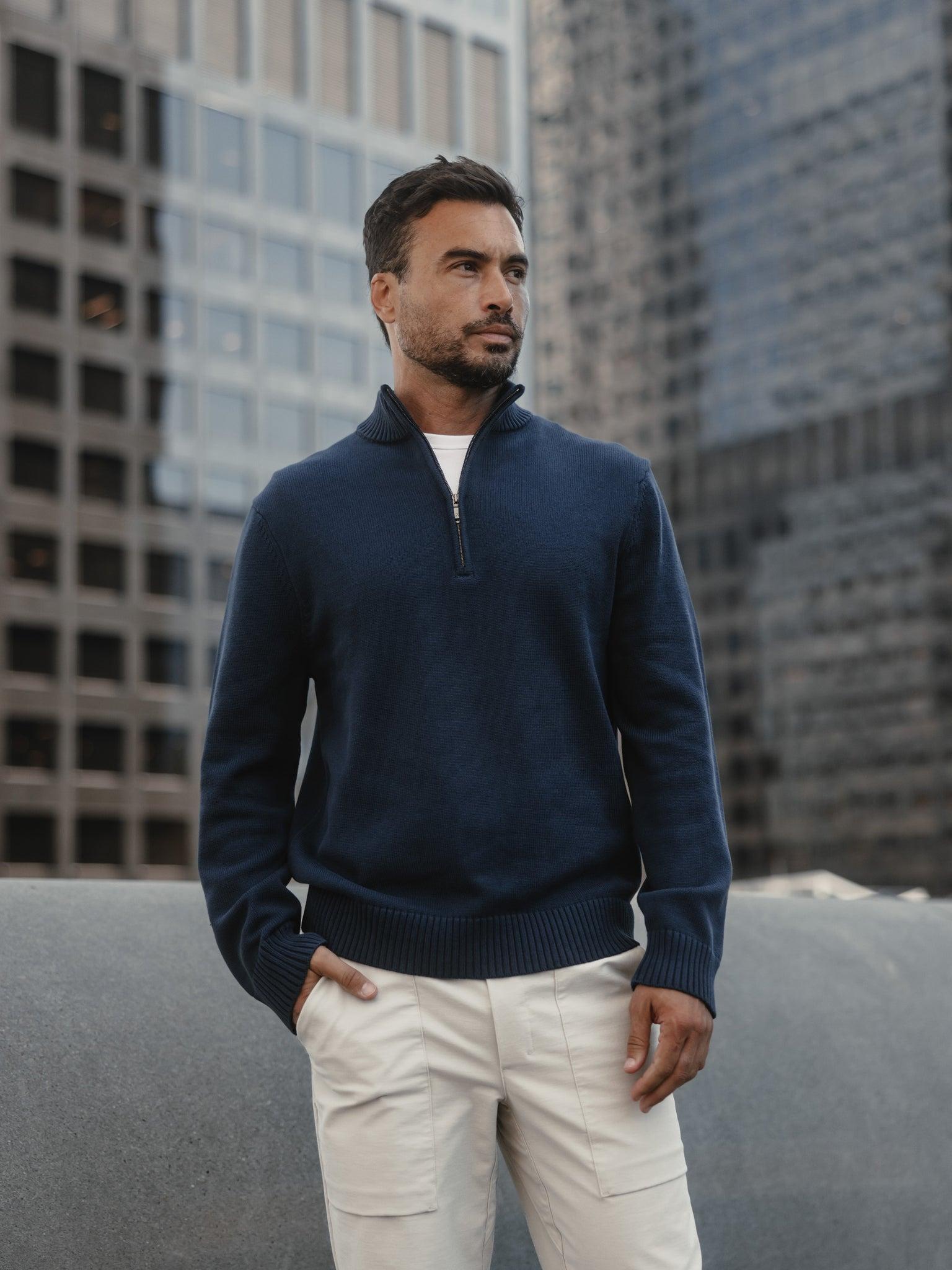 Odyssey Sweater Q-Zip | Iron Navy Classic-Fit Product Image