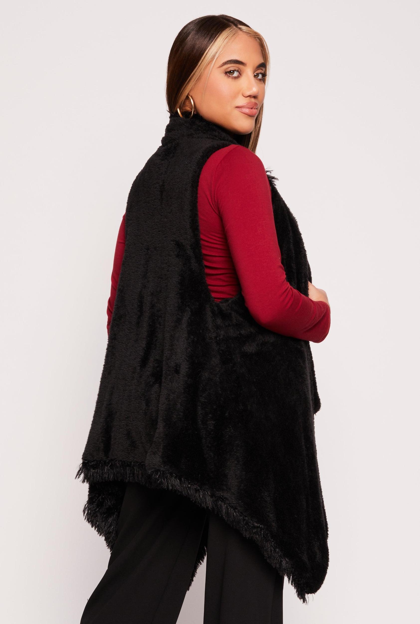 Womens Faux Fur Reversible Sleeveless Poncho Product Image