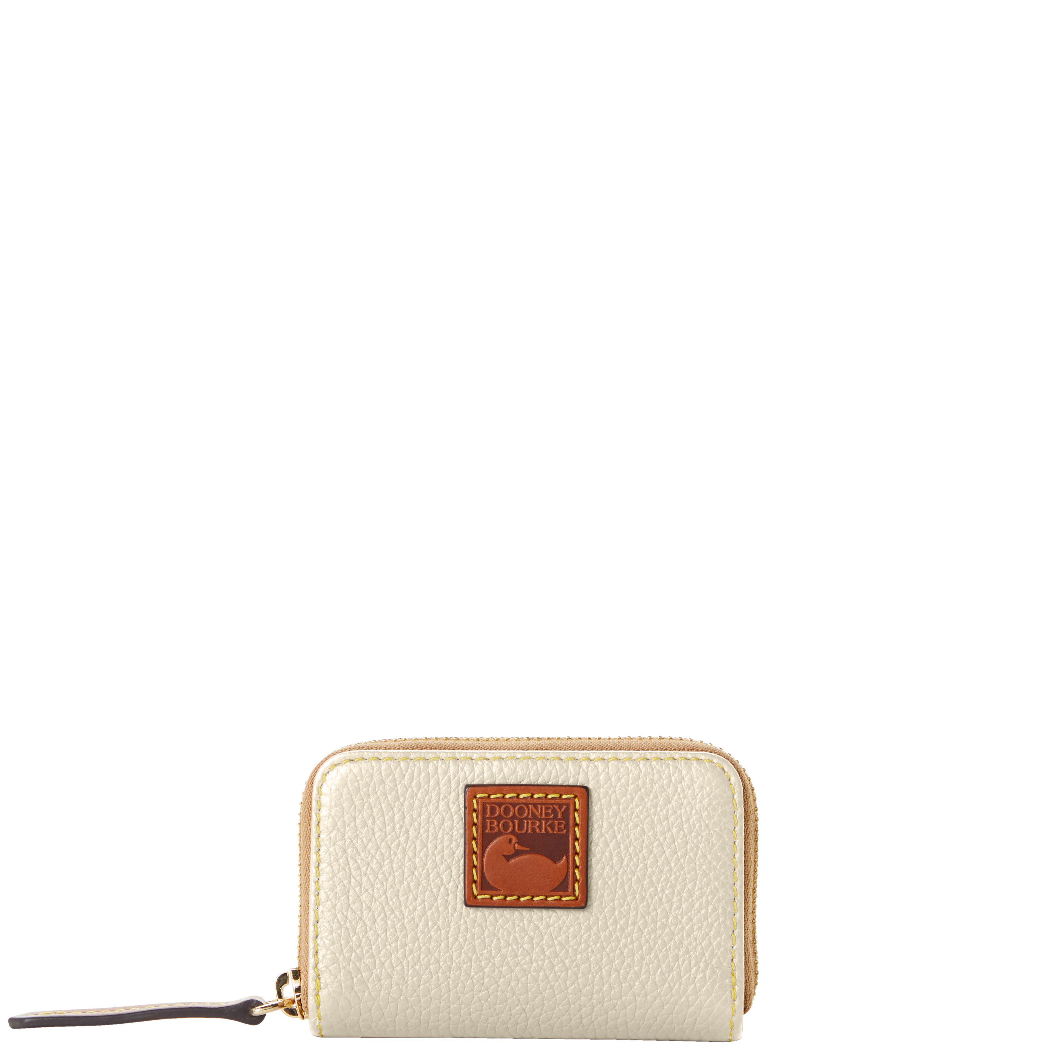 Dooney & Bourke Womens Pebble Grain Zip Around Credit Card Case in Bone, Leather Product Image