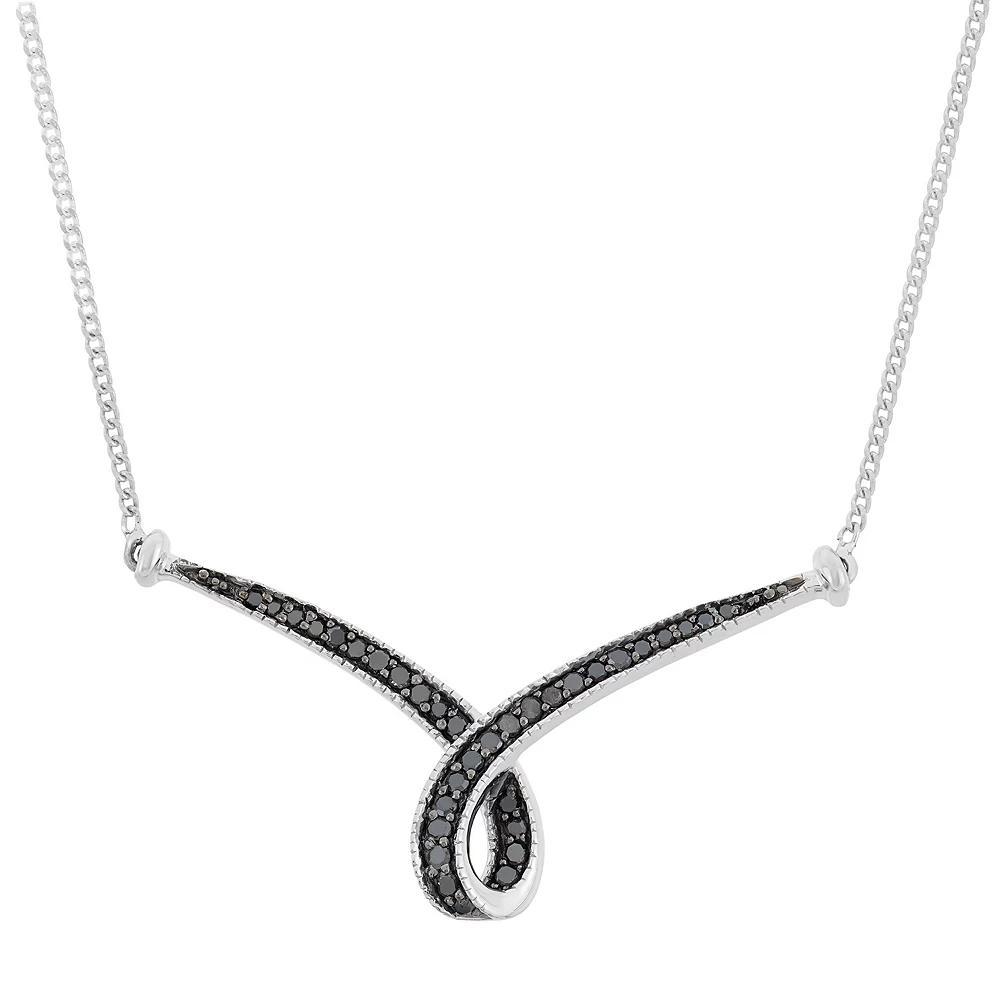 1/4 Carat T.W. Black Diamond Sterling Silver Ribbon Necklace, Women's, Size: 18" Product Image